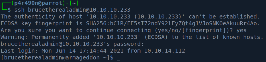 SSH into user *brucetherealadmin*