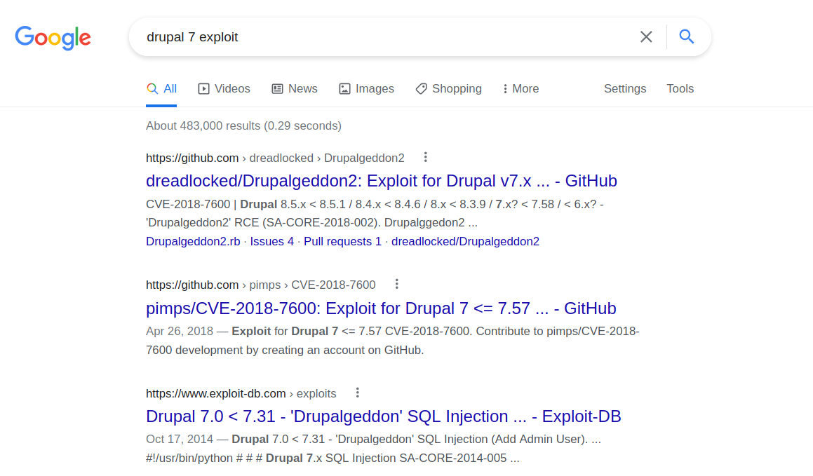 Drupal 7 exploit