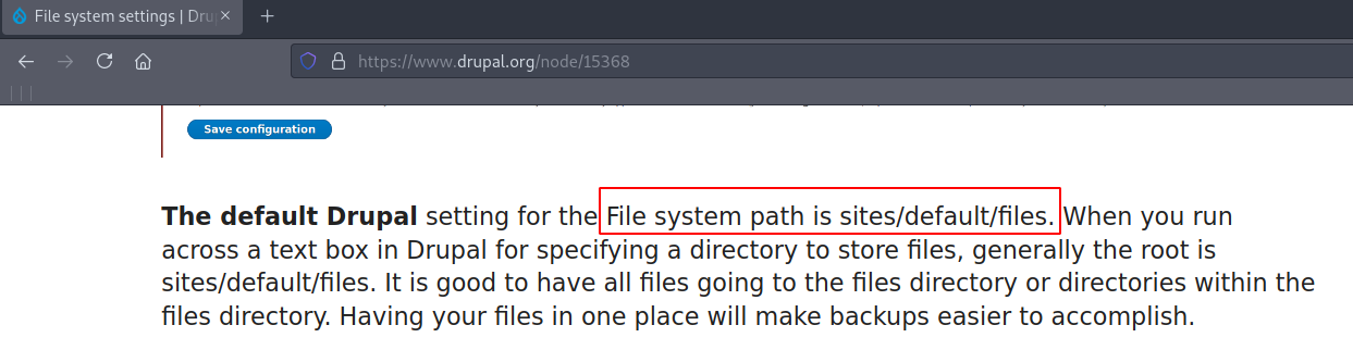Drupal default configuration