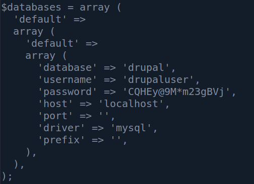 Mysql credentials