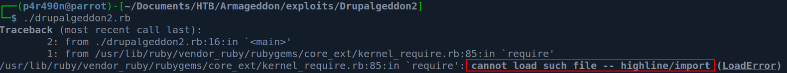 Gem missing for the Drupalgeddon exploit