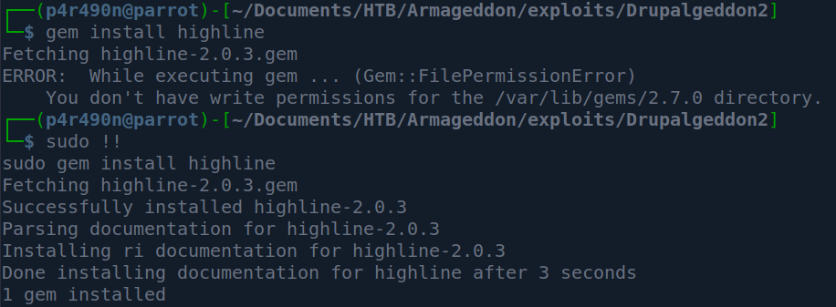 Installing missing ruby gem