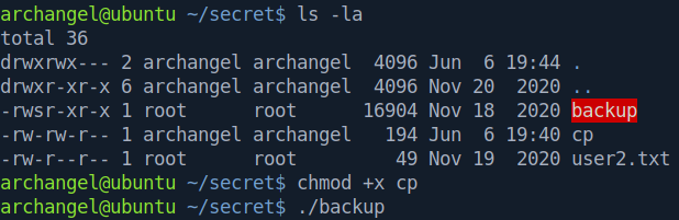 Executing backup